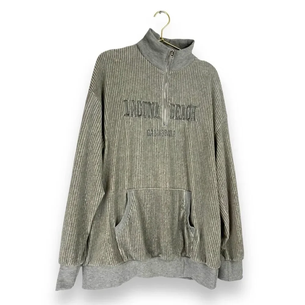 Shein Womens Grey Polyester Pullover Sweatshirt Size L Zip -‎ Laguna Beach 502